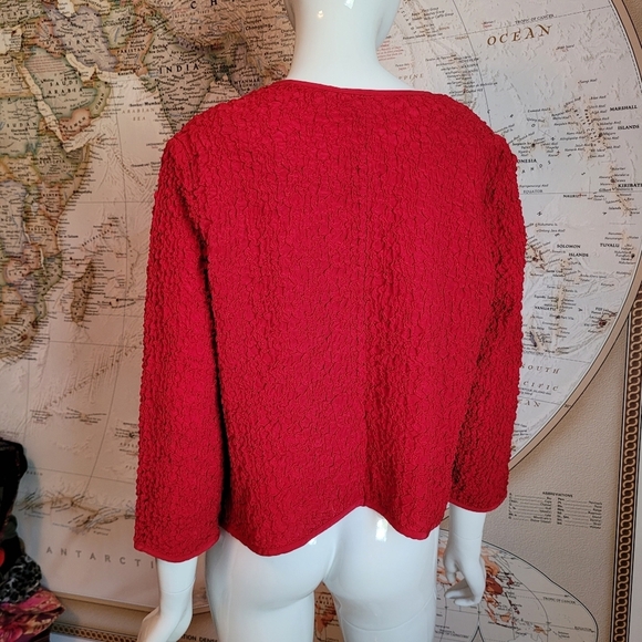 Valerie Stevens petite textured red lady jacket 100% silk classic officewear 10P - Picture 2 of 12